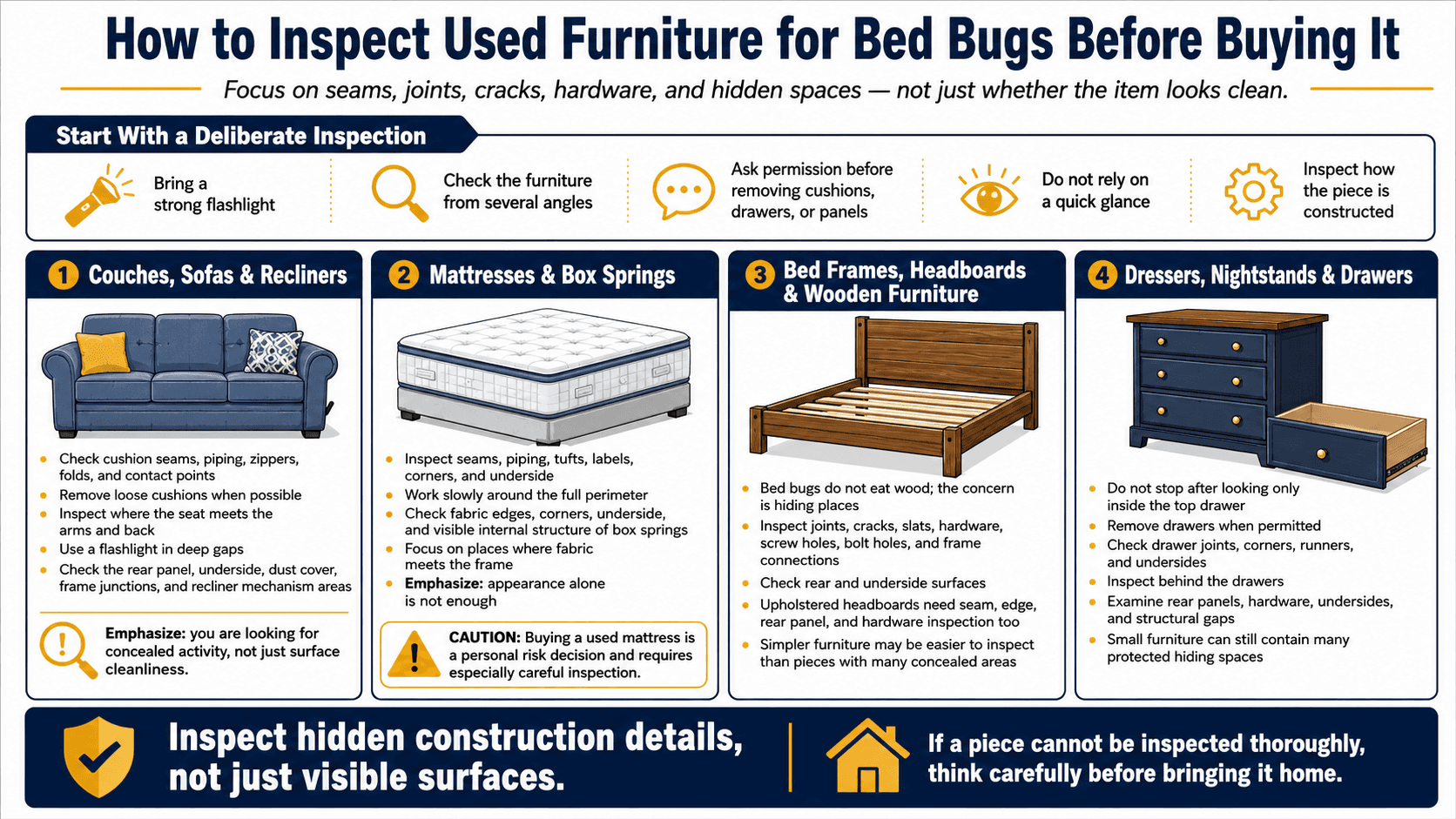 how to inspect used furniture for bed bugs before buying it 