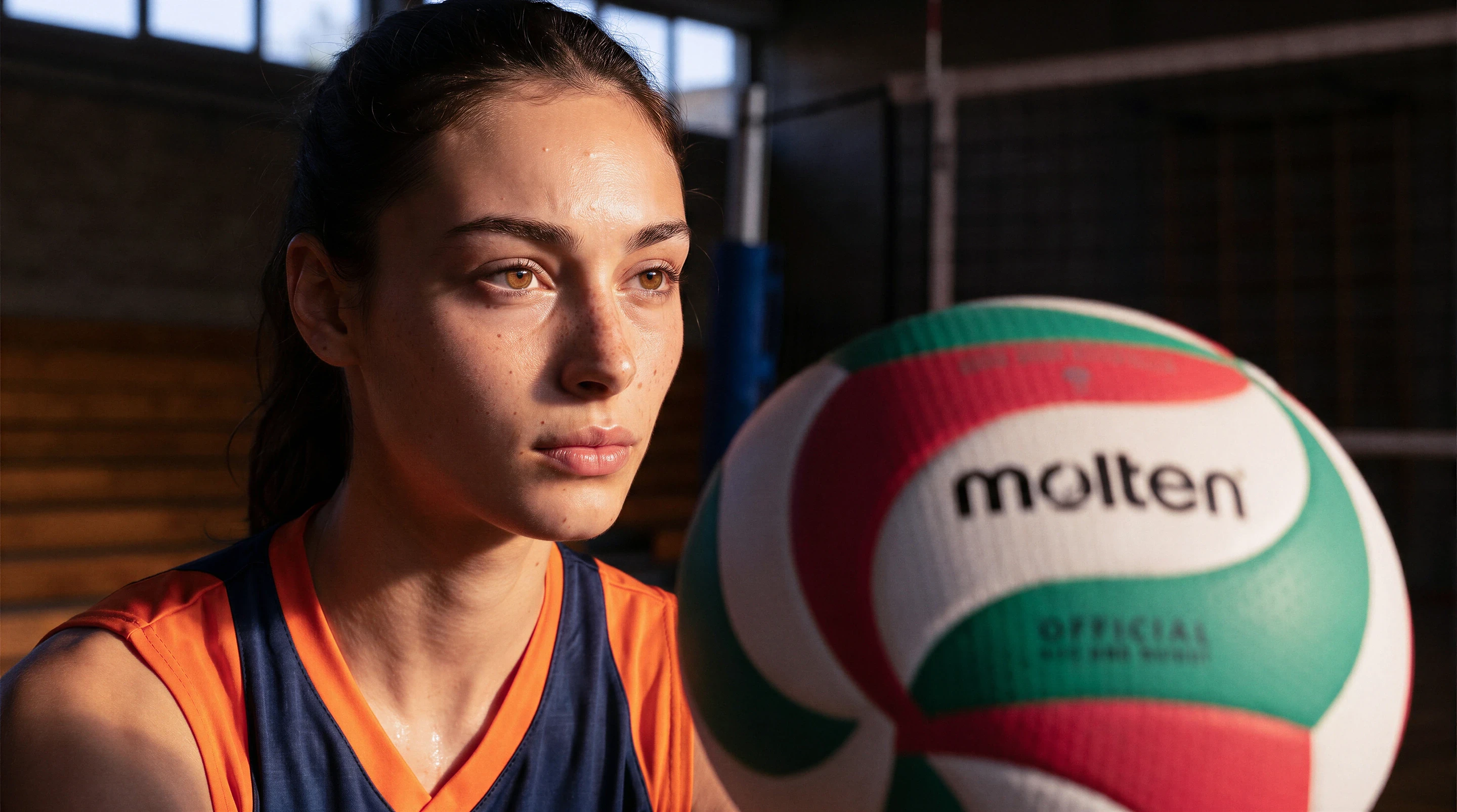 A girl prepares to spike the ball during a Pianeta Sports volleyball match.