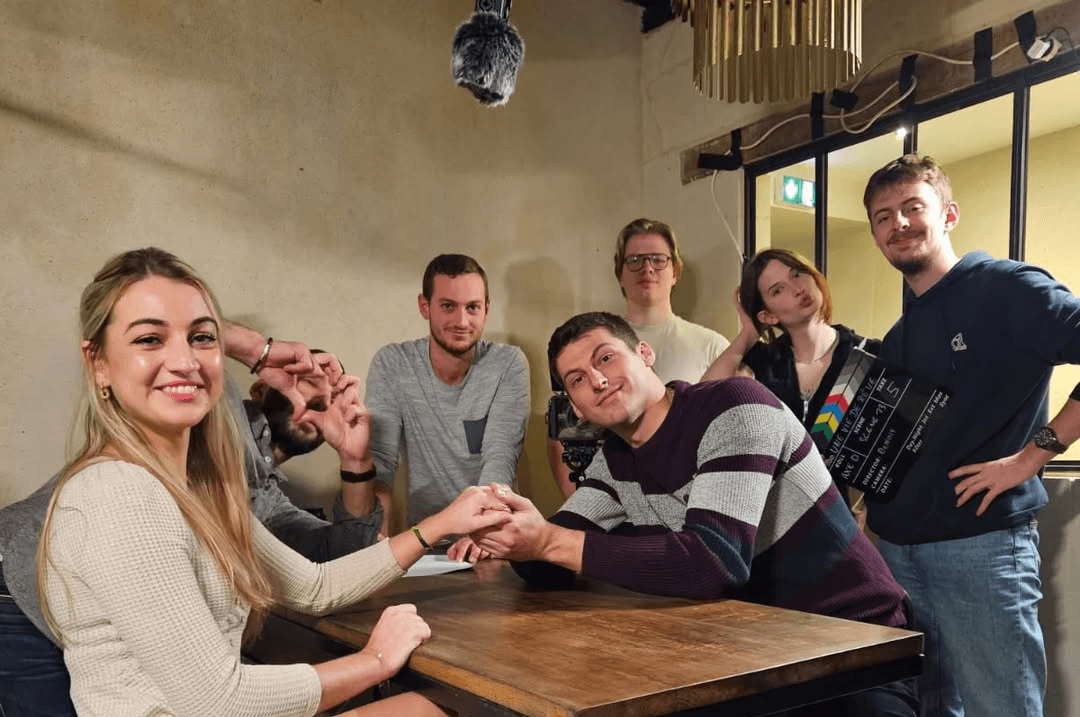 a woman wearing headphone