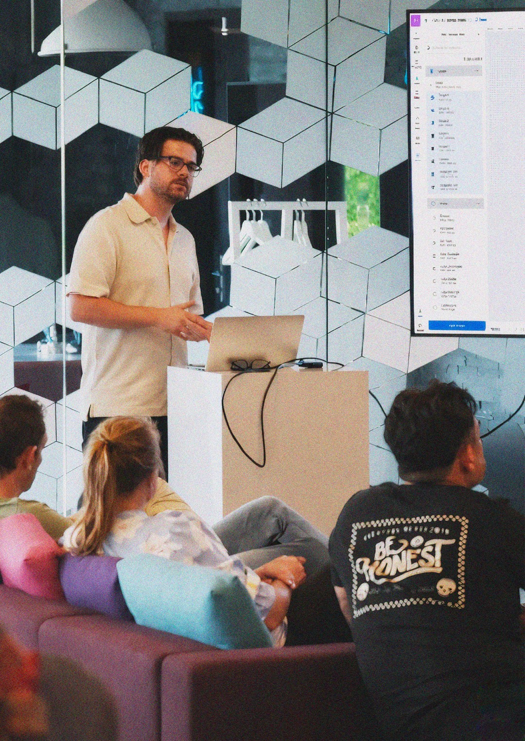 Portrait of portfolio creator – back view