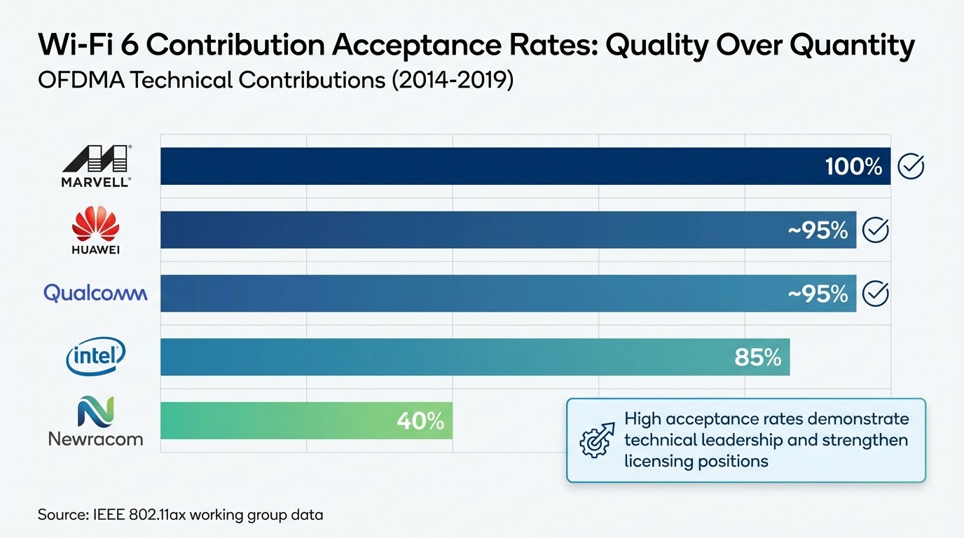 Wi-Fi 6 Standards Contribution Acceptance Rates by Company