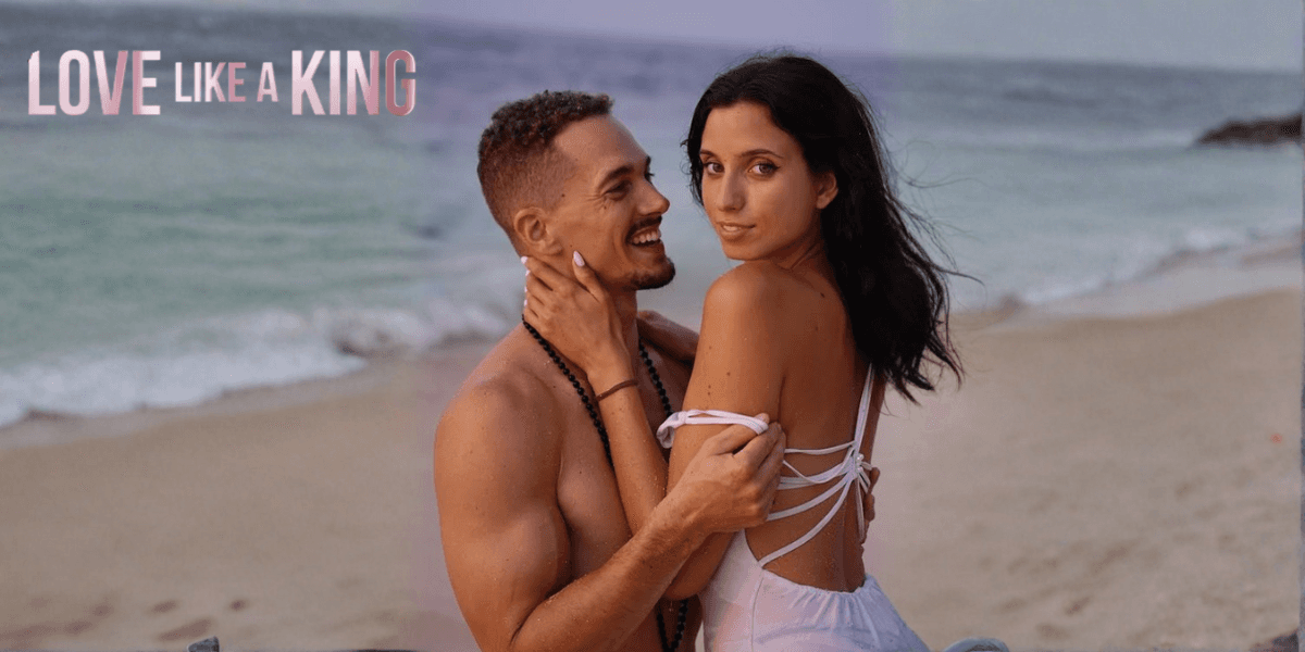 Couple embracing on a beach at sunset, symbolizing attraction and love through the 'Love Like a King' method.