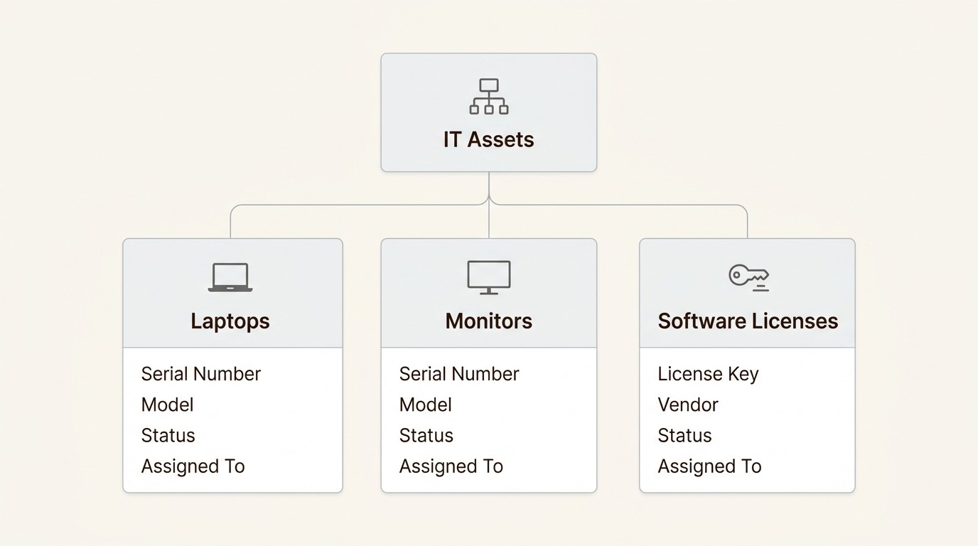 Understanding the relationship between schemas, object types, and attributes is essential for building a structured and searchable IT asset database.