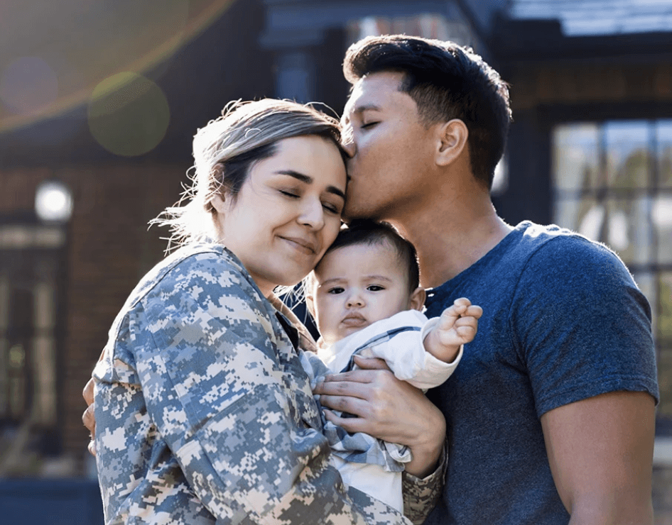 military couple with baby