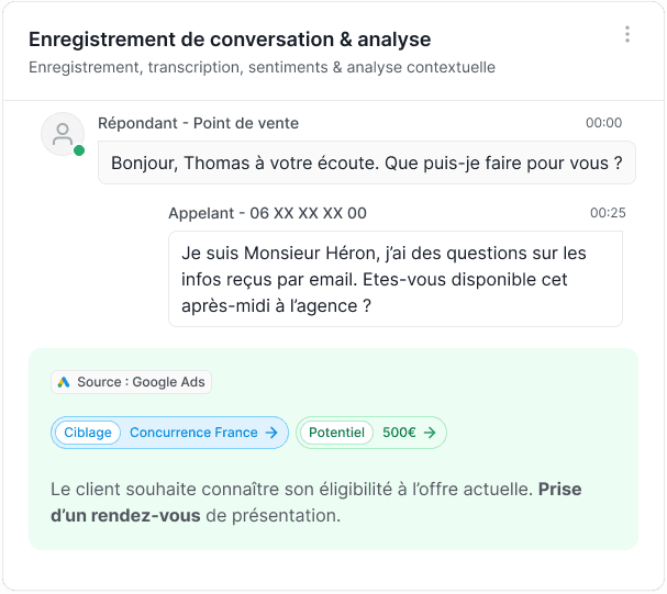Enregistrement transcription et analyse de conversation