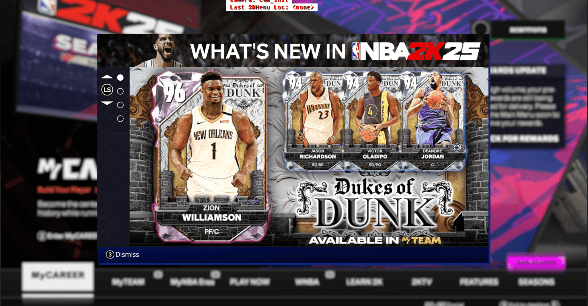 Previews year's main menu