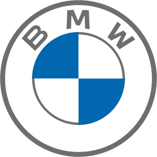The image displays the BMW logo, featuring a circular emblem divided into quadrants of blue and white, surrounded by the letters 'B', 'M', and 'W' in gray.