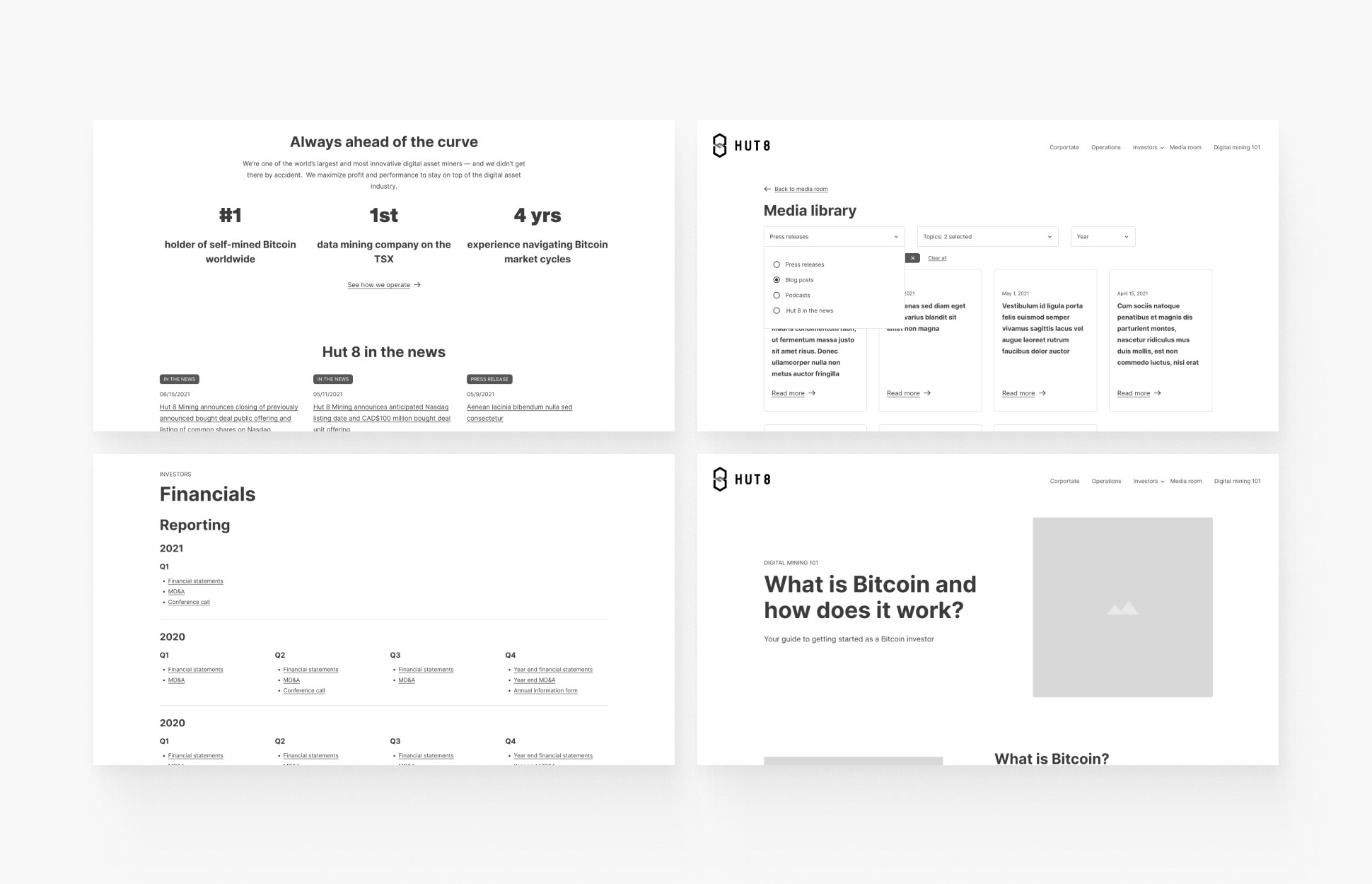hut 8 wireframes