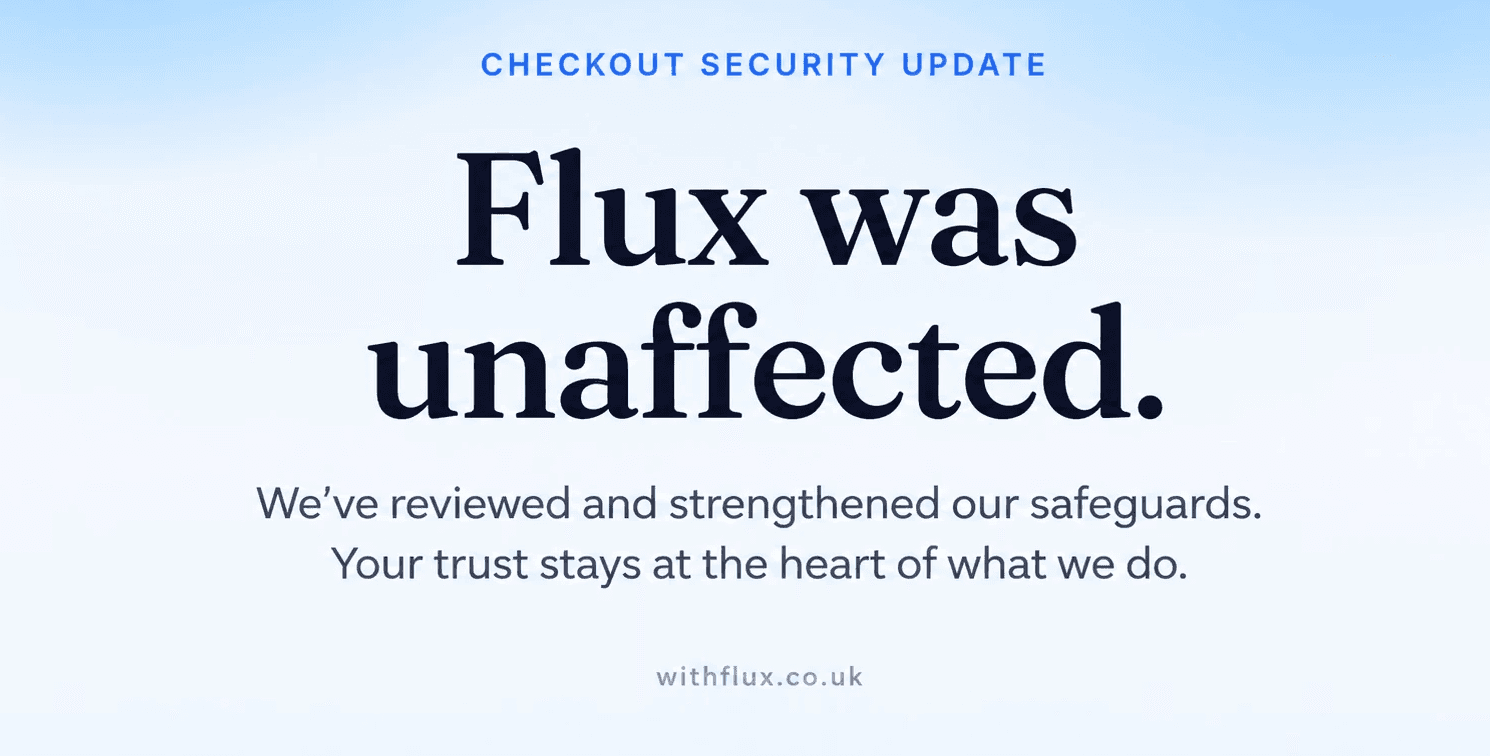 Flux checkout security update: agree a price, then continue to the store checkout.