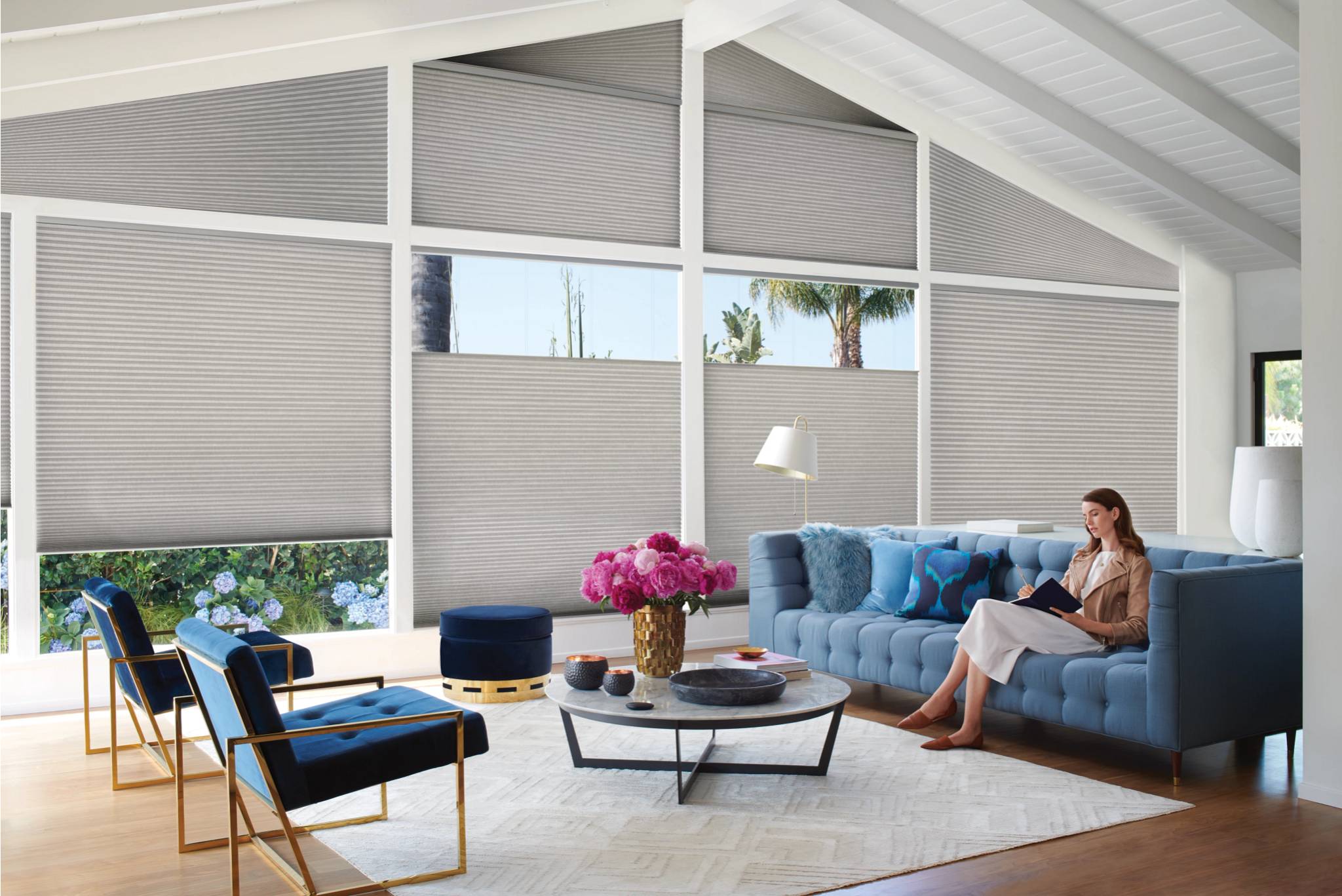 Duette Architella Honeycomb Shades with TDBU and Triangle Specialty Shapes