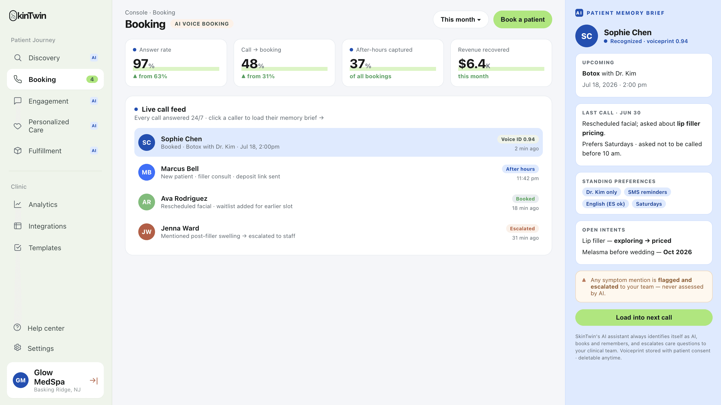 SkinTwin's dashboard