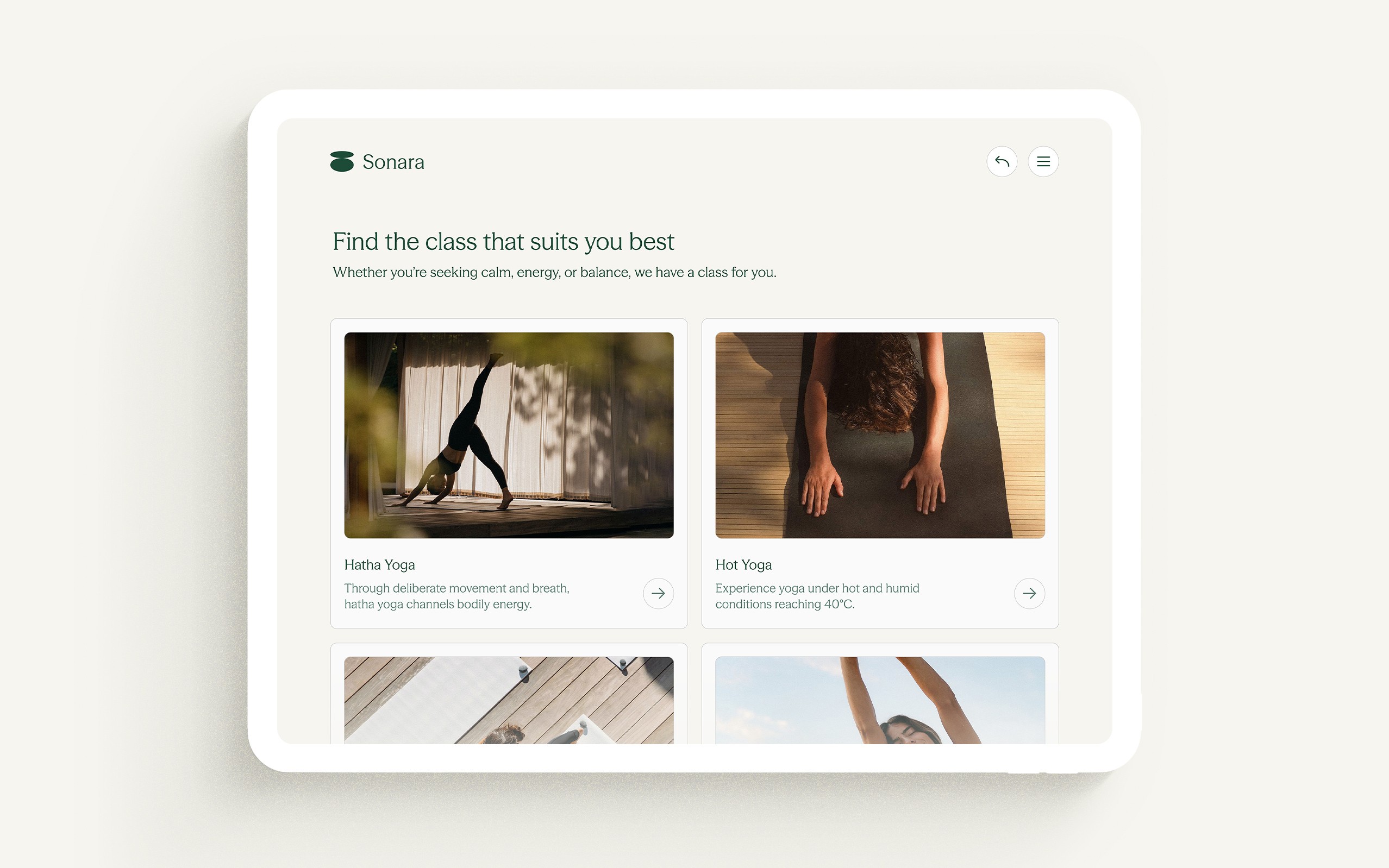 Sonara yoga studio website