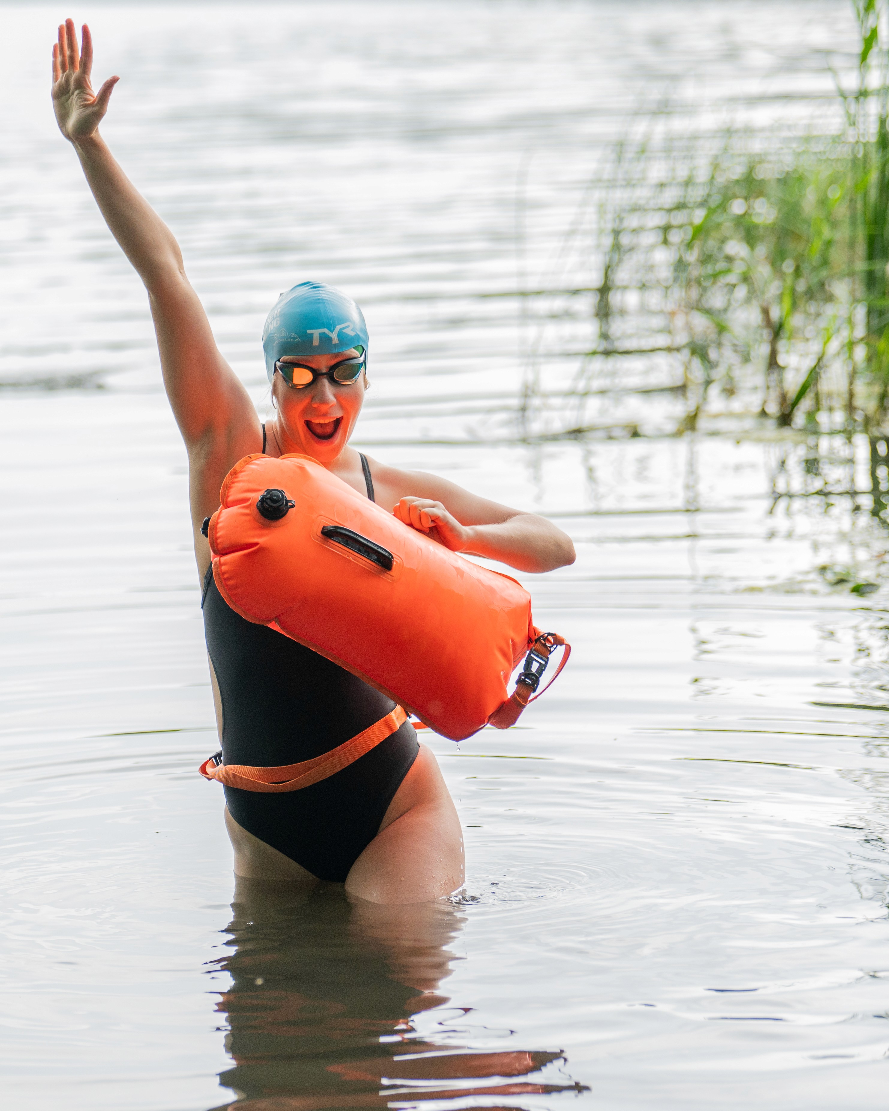 Athlete winning a race