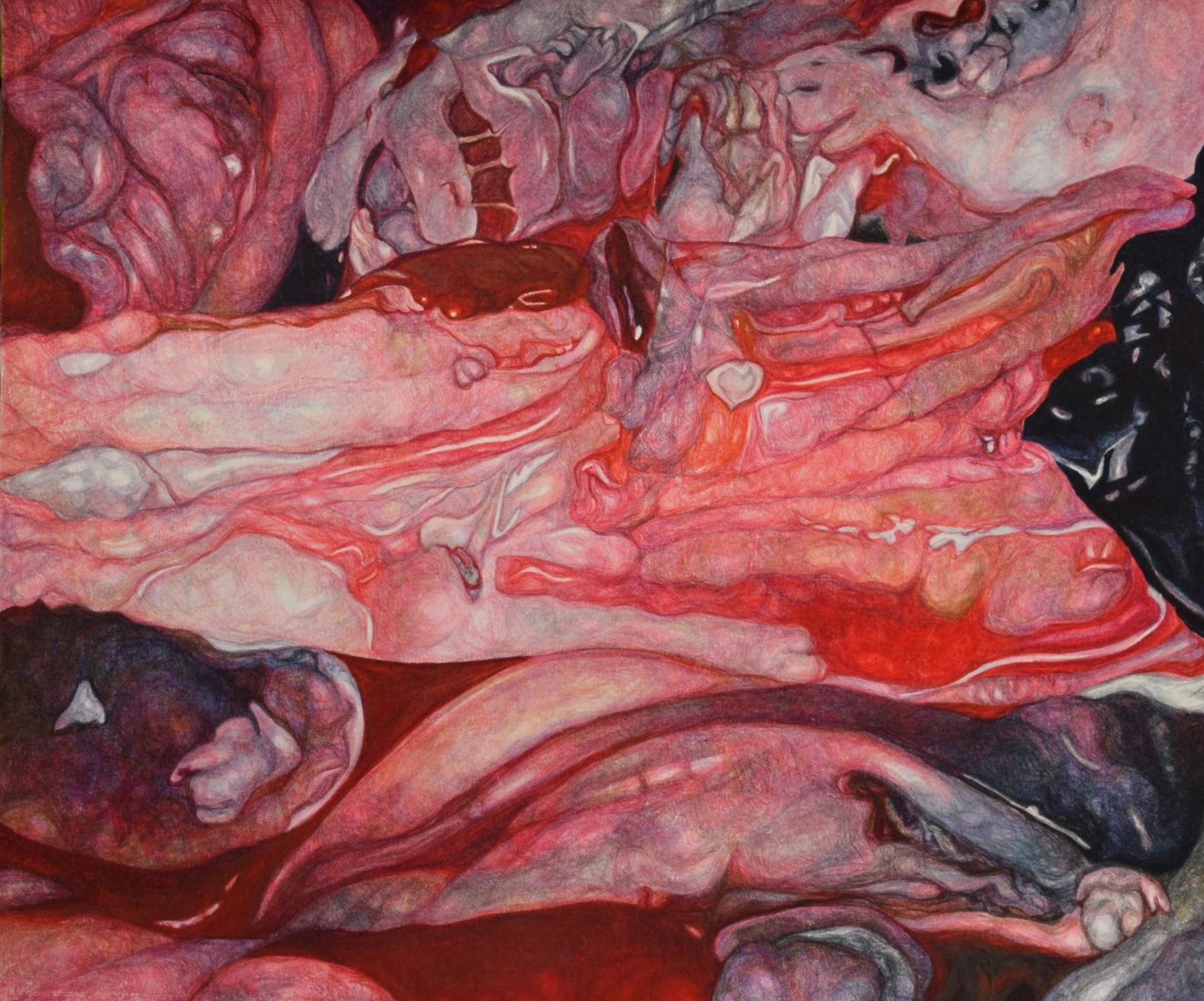 herd of sheep on road painting