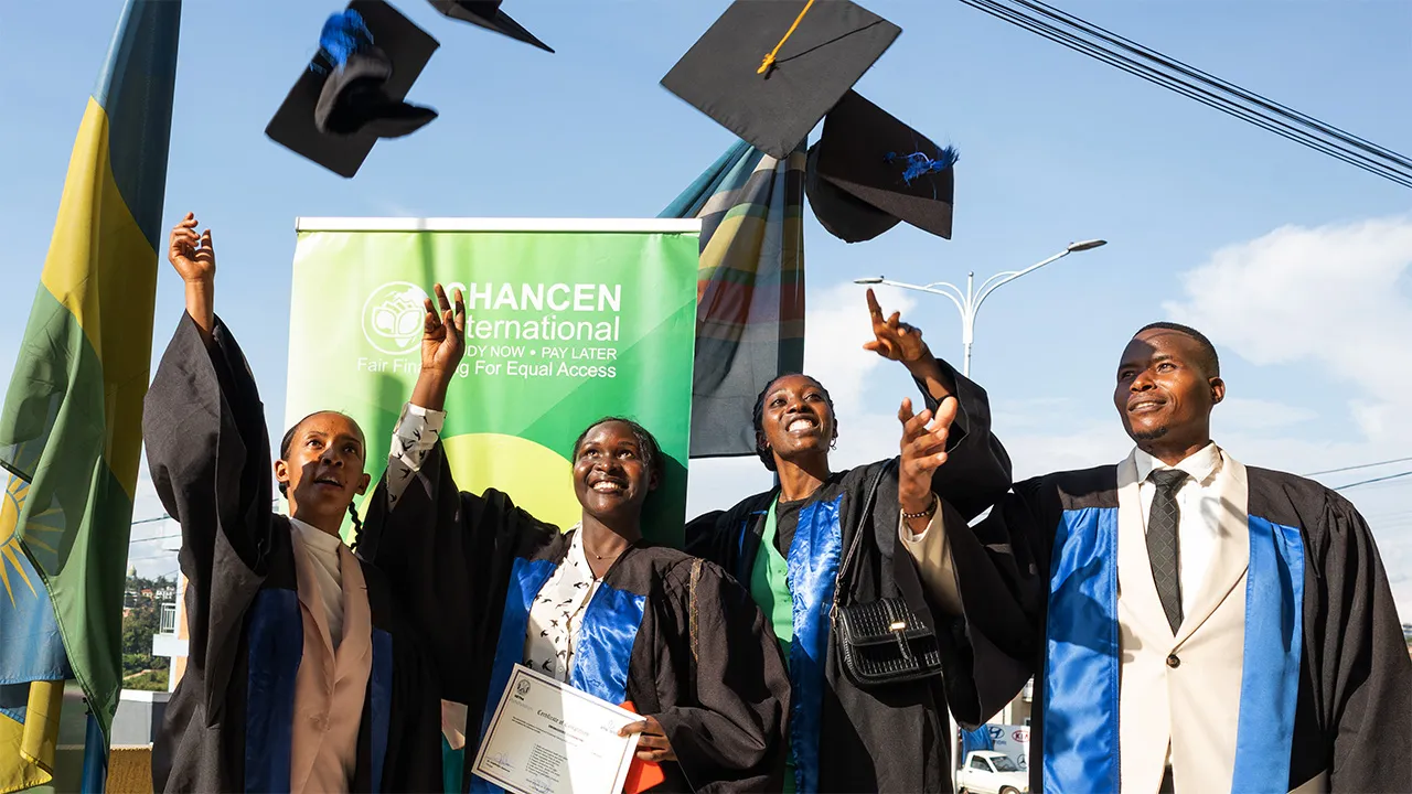 Chancen graduates celebrating new opportunities after completing their higher education programme