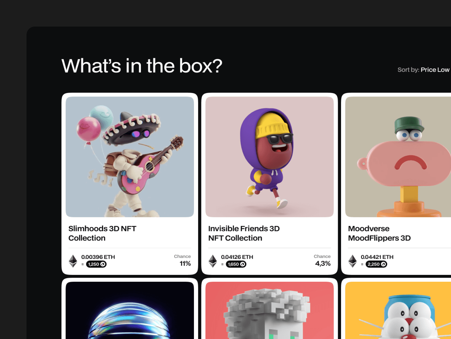 unbx nft box content list web design