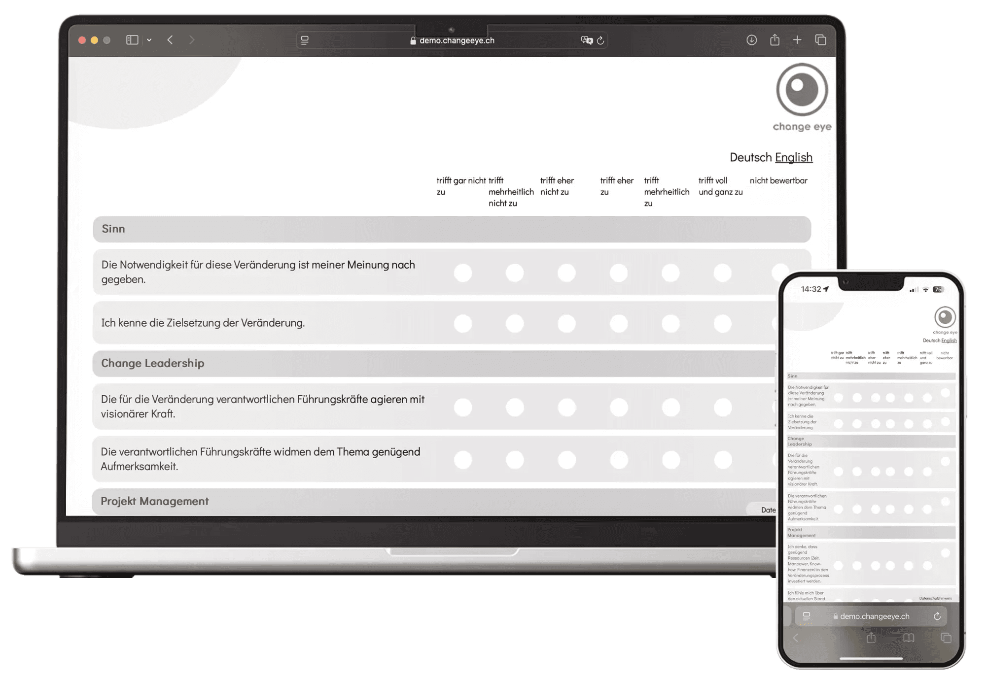 A laptop and smartphone displaying a web application interface with various options and form fields.