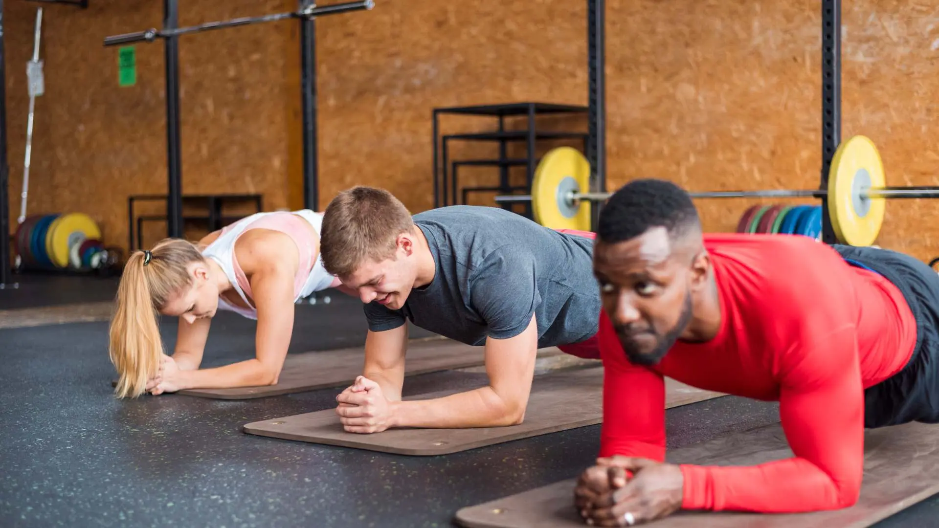 a group doing planks
