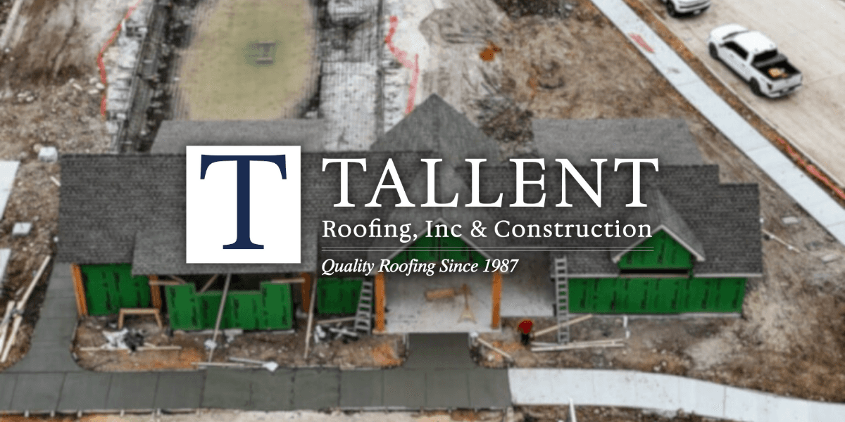 Aerial view of a new McKinney home under construction, highlighting roofing installation and Tallent Roofing’s professional storm restoration and replacement services.