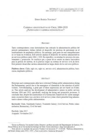 Carreras administrativas en Chile, 1884-1920 ¿Patronazgo o carreras burocráticas?