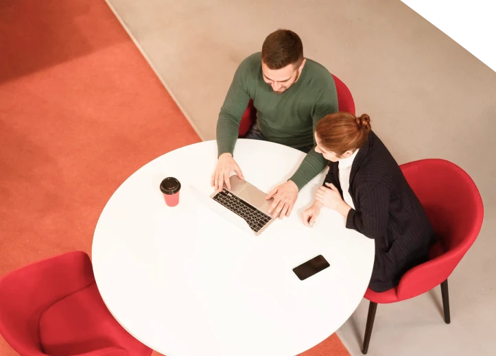 a man and woman are working