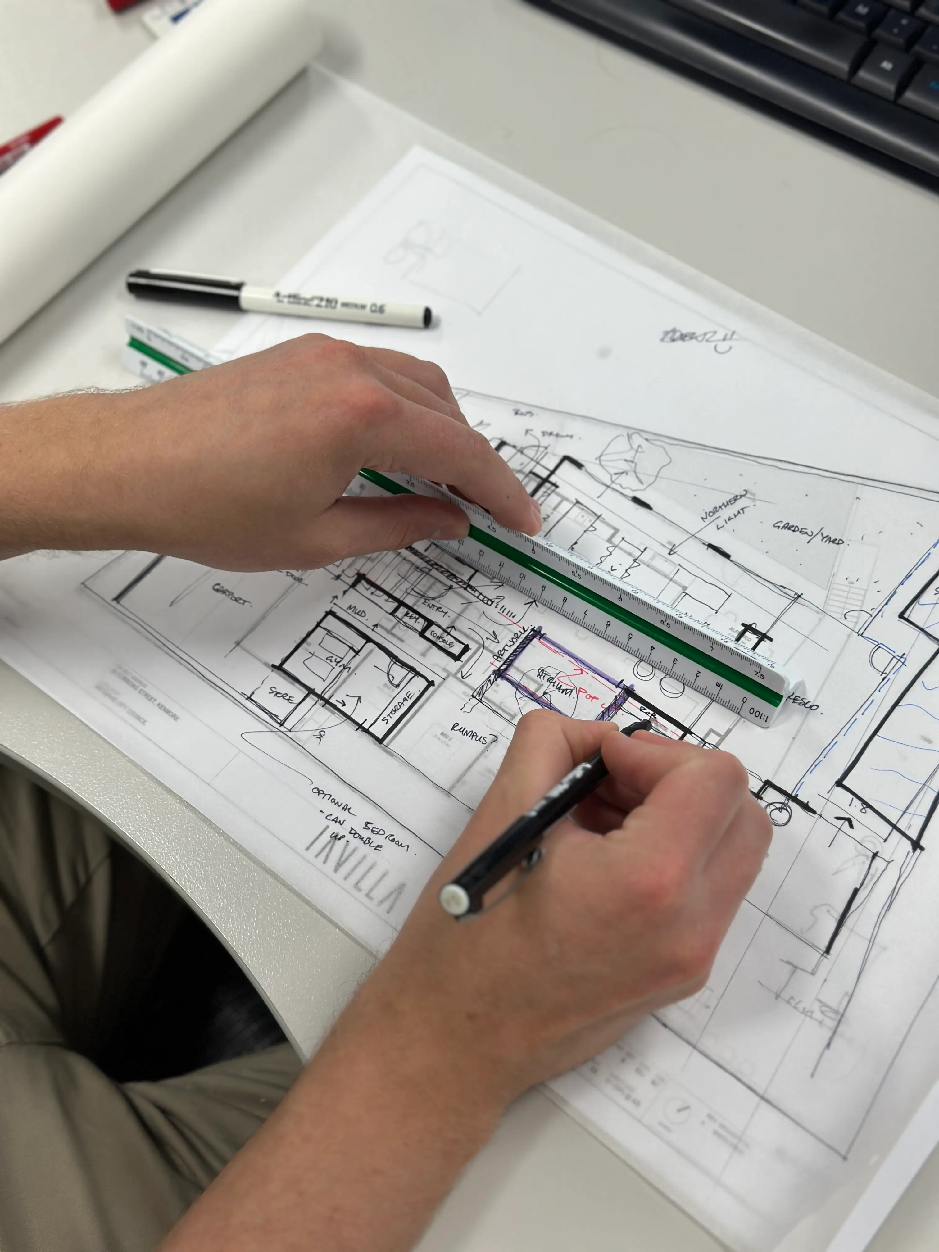 Invilla architecture hand sketching a new home design