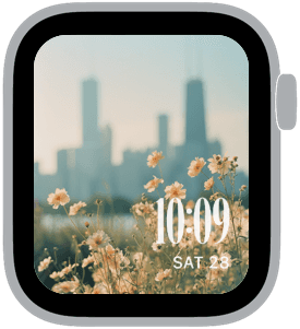 spring in lincoln park Apple Watch face preview 2 featuring stylized colors and artwork.