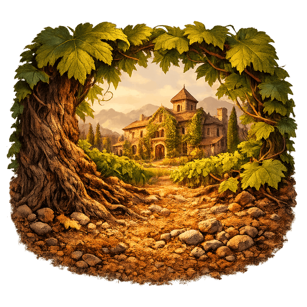 Detailed graphic of the Rutherford wine region.