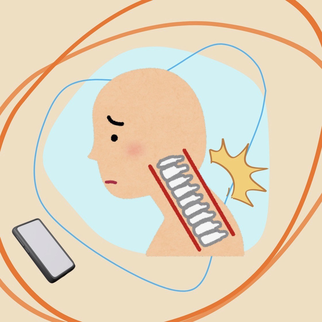 cartoon image dipicting text neck chiropractor