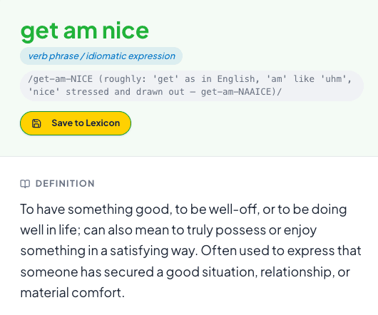 App response to 'get am nice'