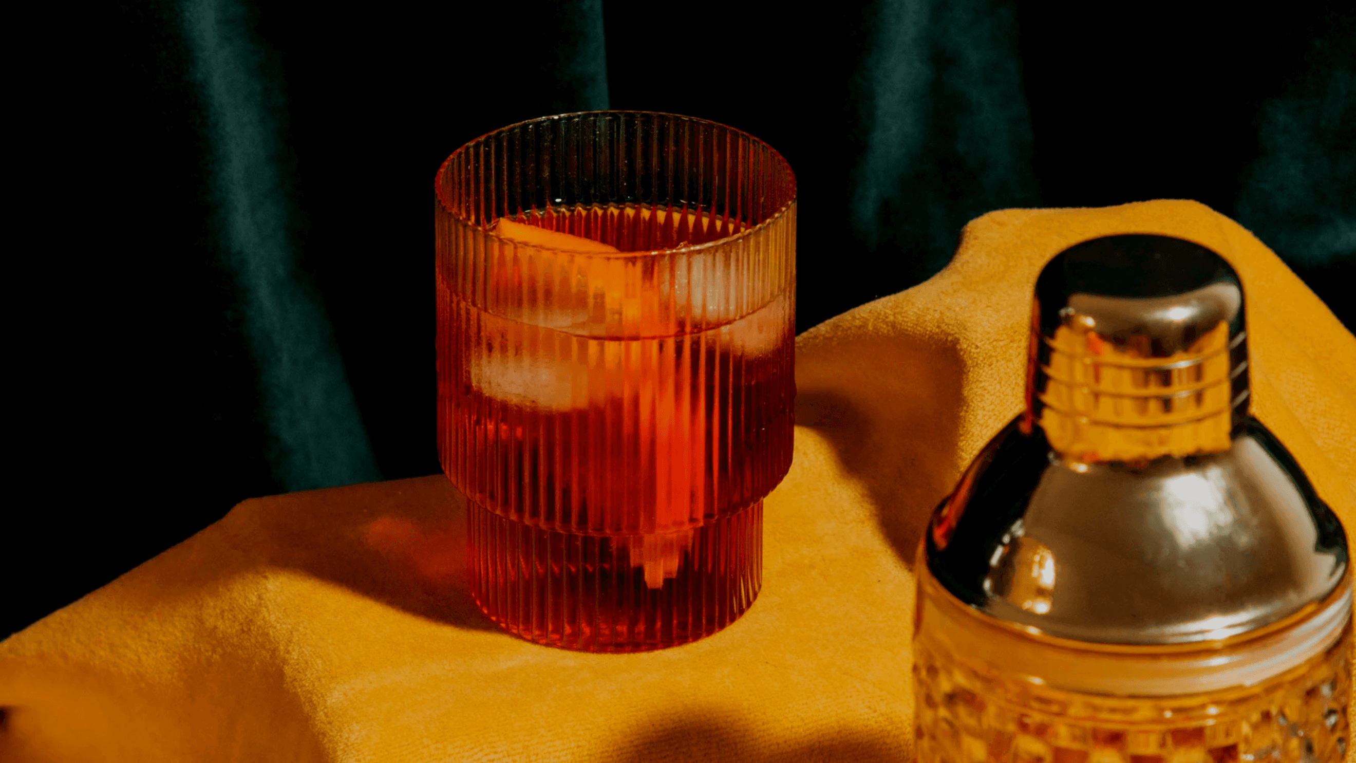 Drone shot of a running track at night