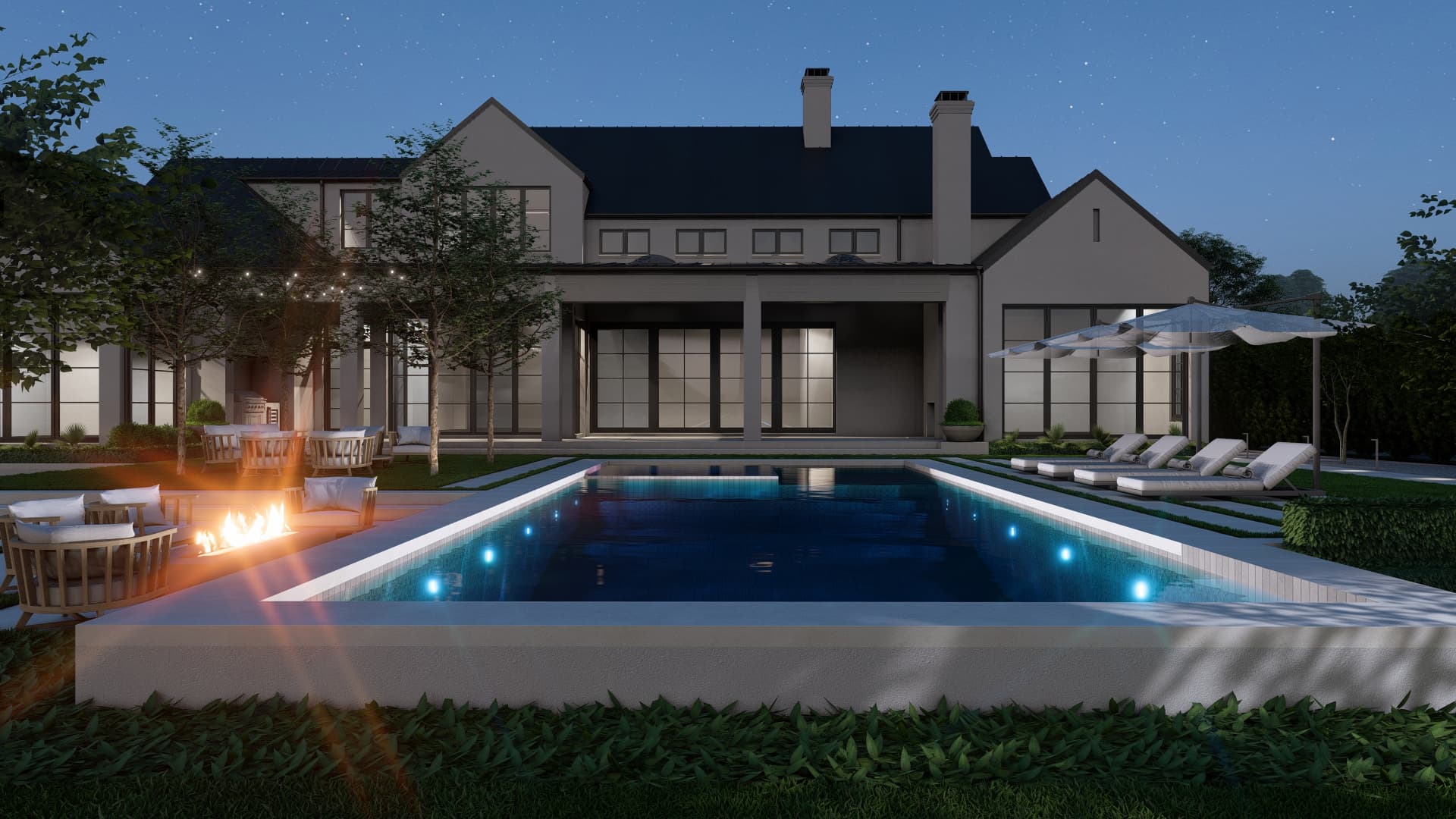 Luxury pool and hardscape design by Blount Designs, The Preserve Frisco TX