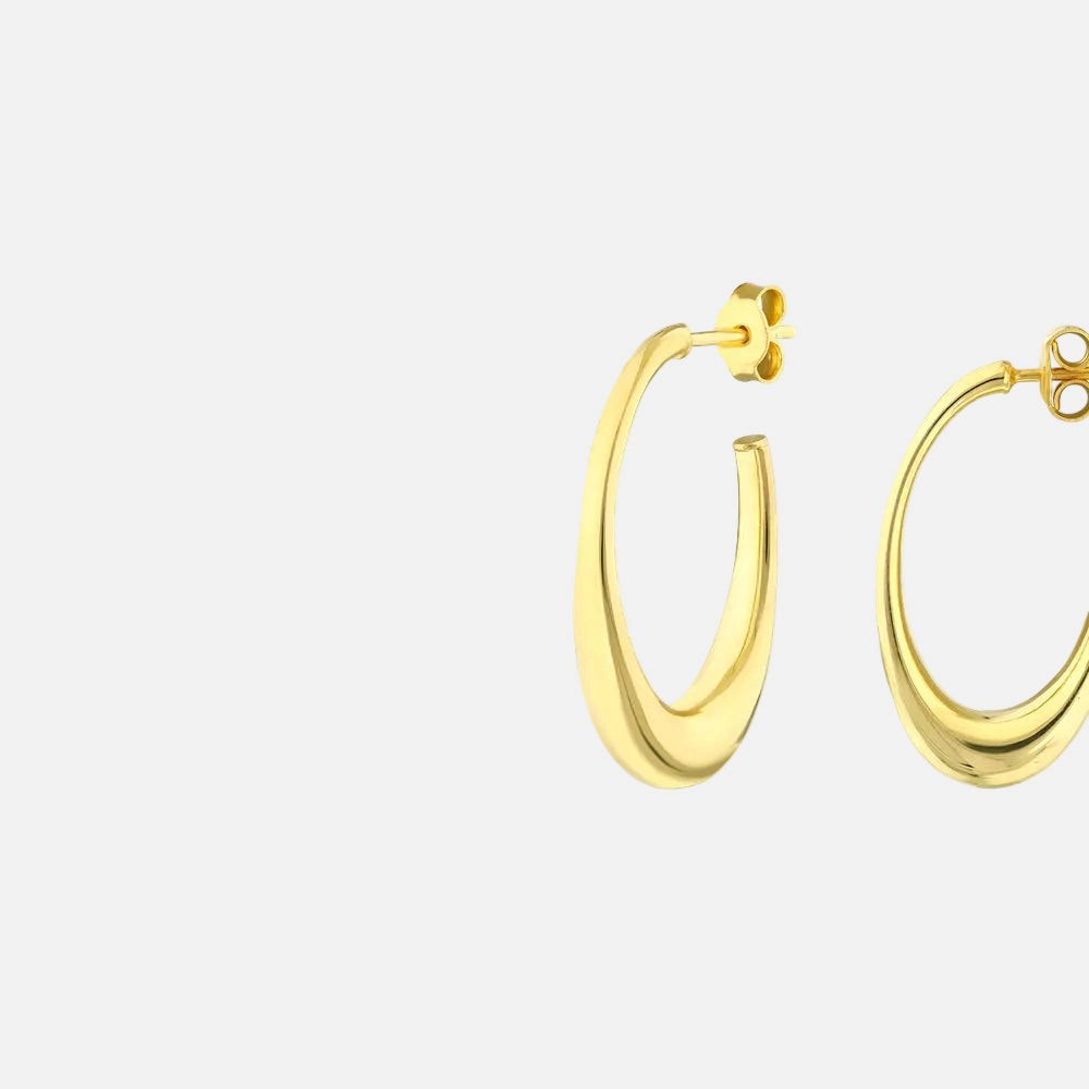 Assos Pırlanta 14 Ayar Altın Tasarım Şık Halka Küpe