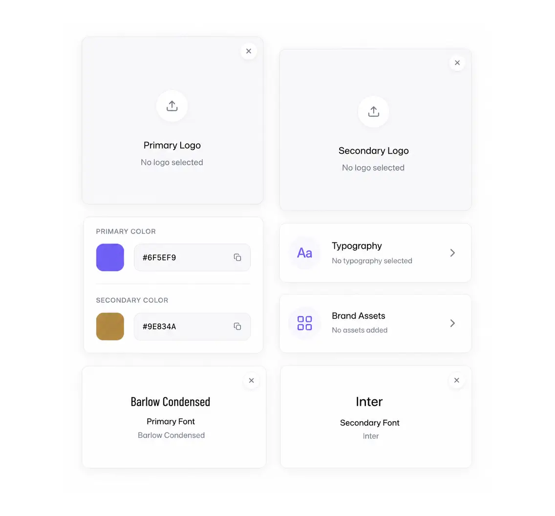 manage assets: logo, files, fonts, brand colors in flow by pansyer | personalized catalog ads (DPA)