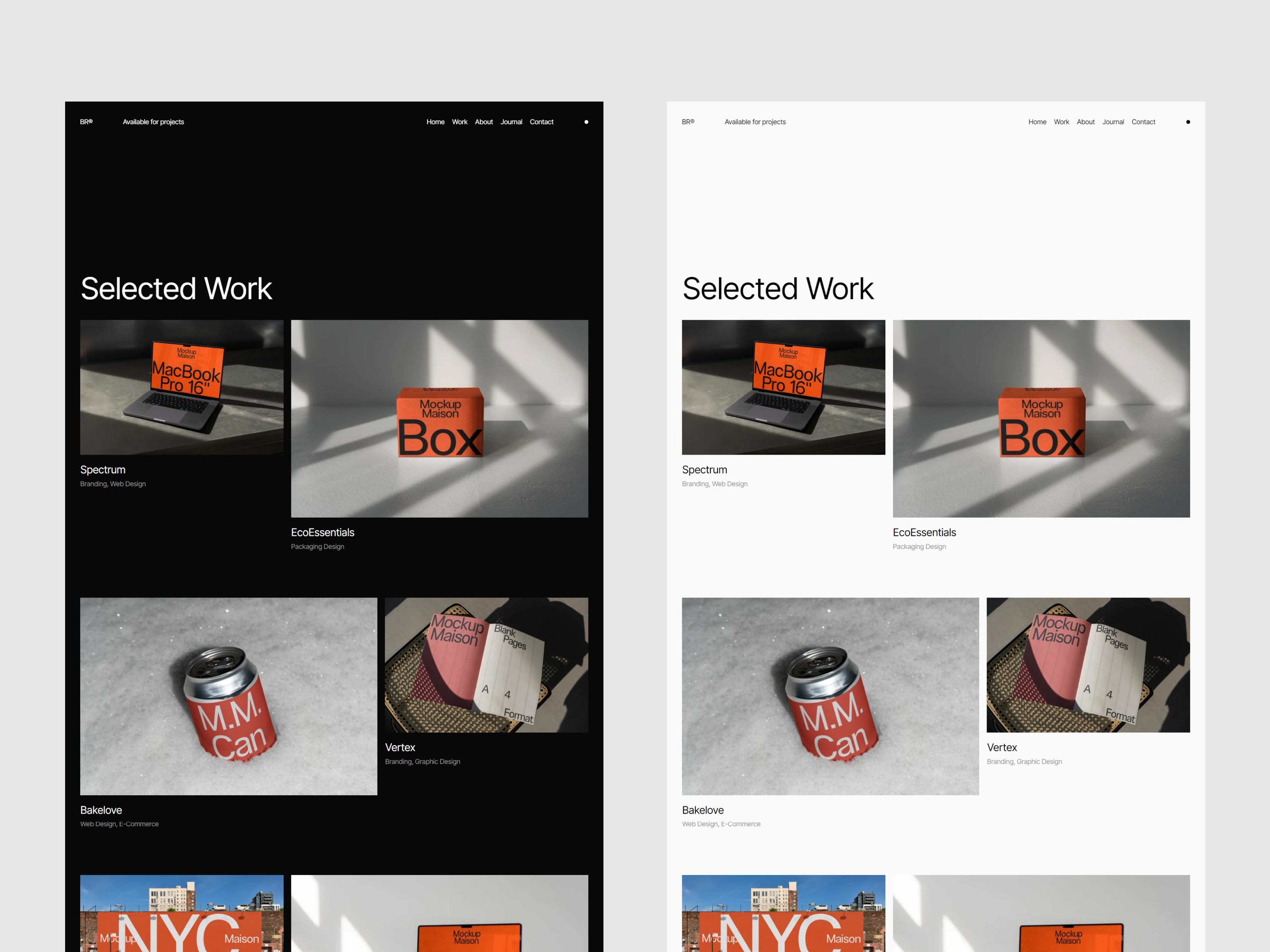 Bruce Framer portfolio template works page