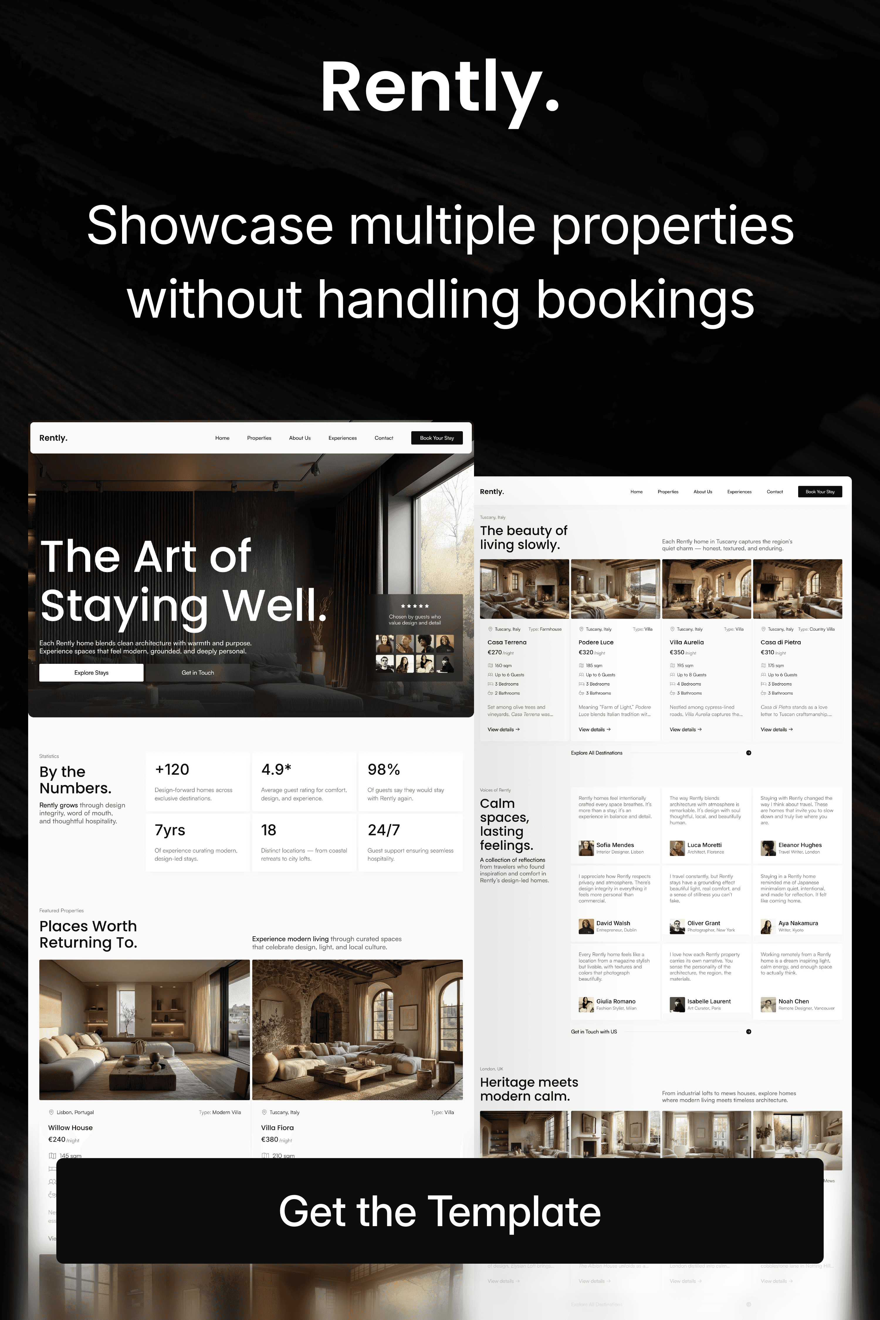 Showcase multiple properties without handling bookings