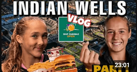 The latest edition of What the Vlog, INDIAN WELLS. ANDREEVA shows players restaurant. BTS of TENNIS PARADISE. Got FREE BMW featuring Mirra Andreeva giving Kasatkina a tour of the player’s cafe at Indian Wells while commenting on the $15 salad and the price of Nobu sushi, which Andreeva compared to the price of her kidney.