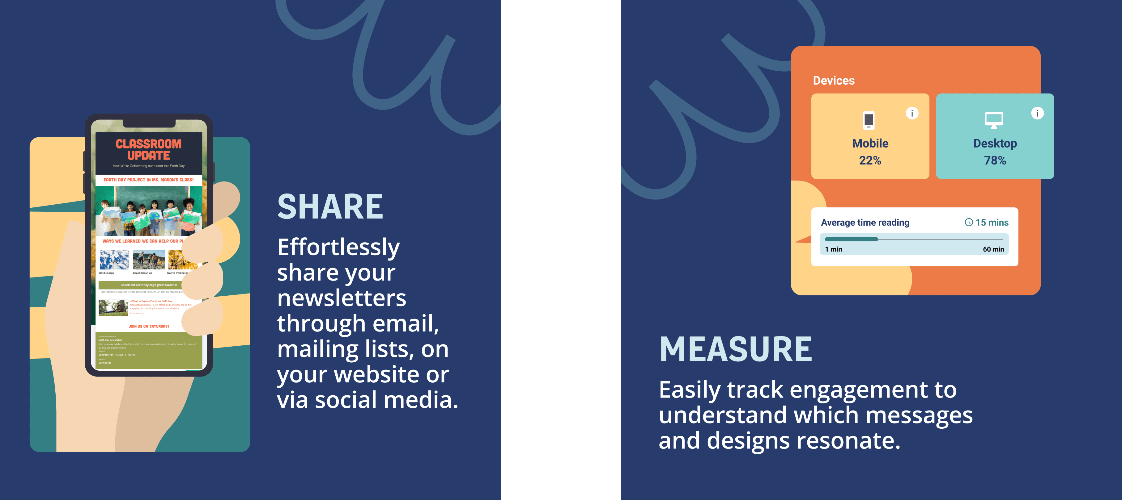 Square 1080x1080 ads and social posts for infographics features product UI features and illustration