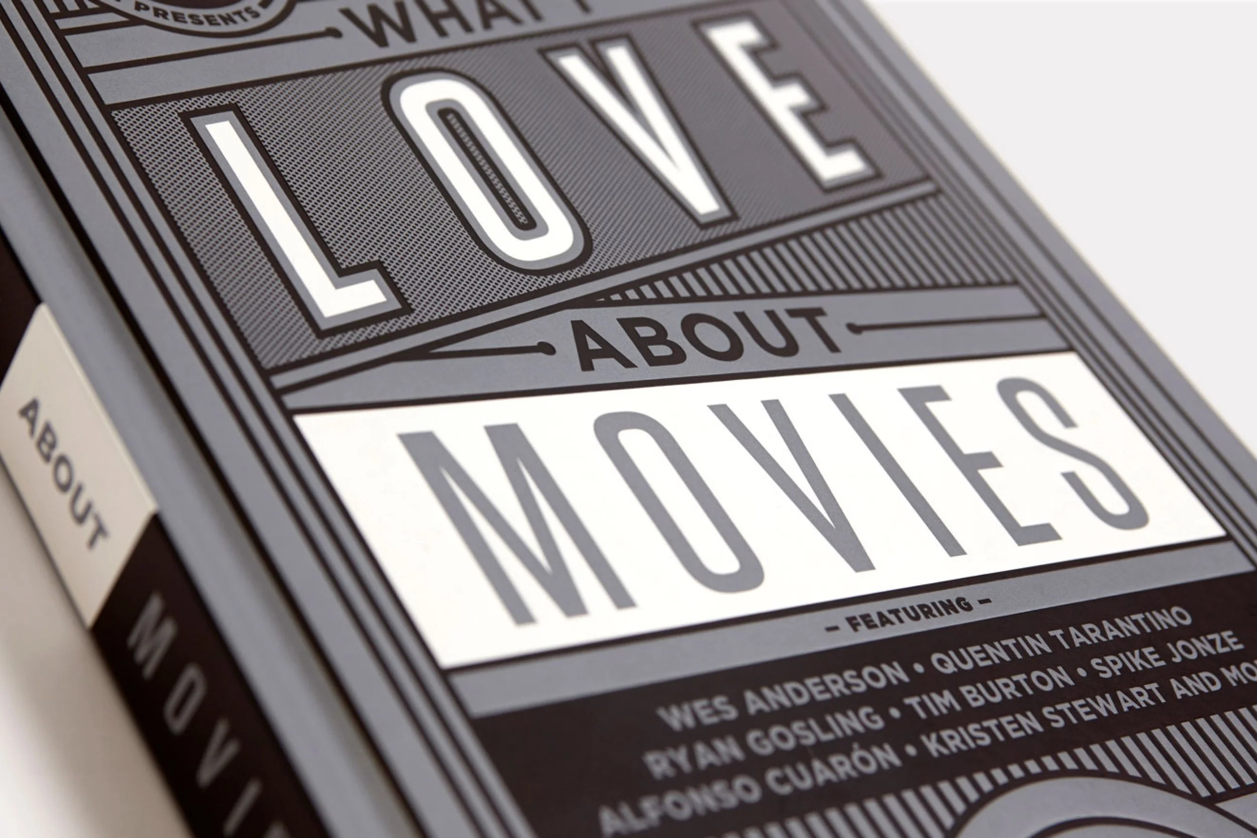 Cover design for Little White Lies' What We Love About Movies book.