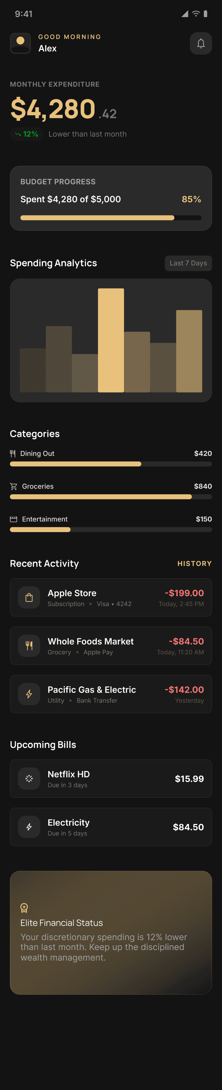 Full Kashpr app interface showing transactions and budget overview