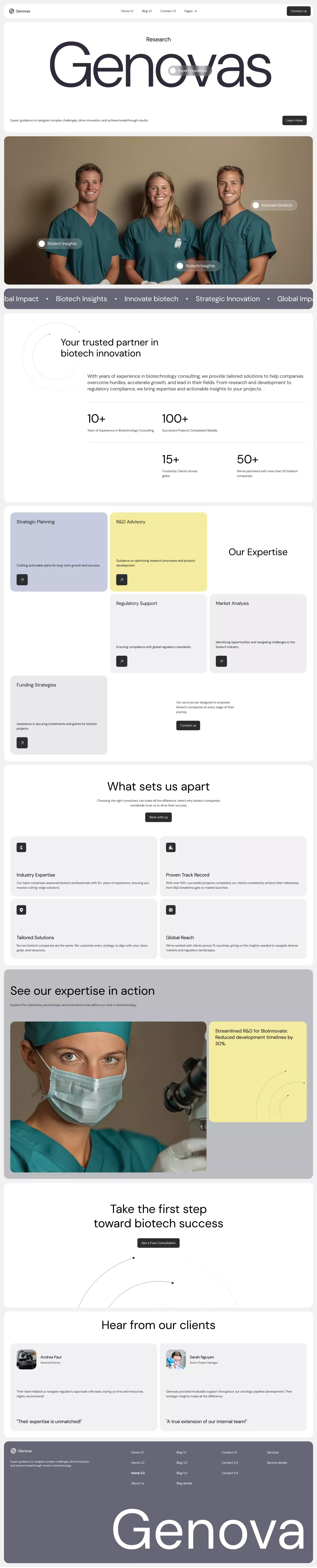 Genovas - Webflow Website Template landing page screenshot showcasing Health & Fitness and Medical design