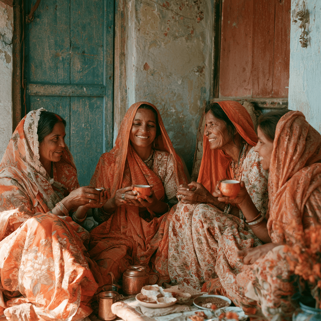 indian women having chai