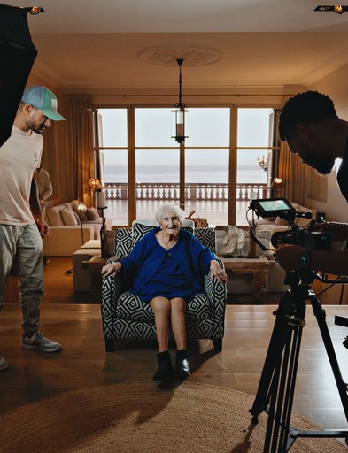 a woman wearing headphone