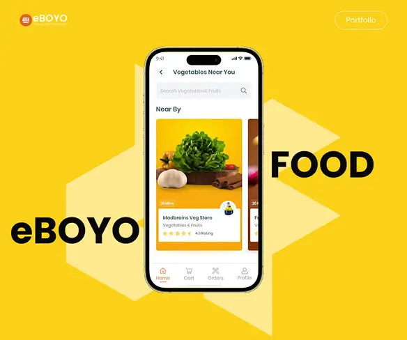 User interface of a modern food delivery mobile app template with tracking features