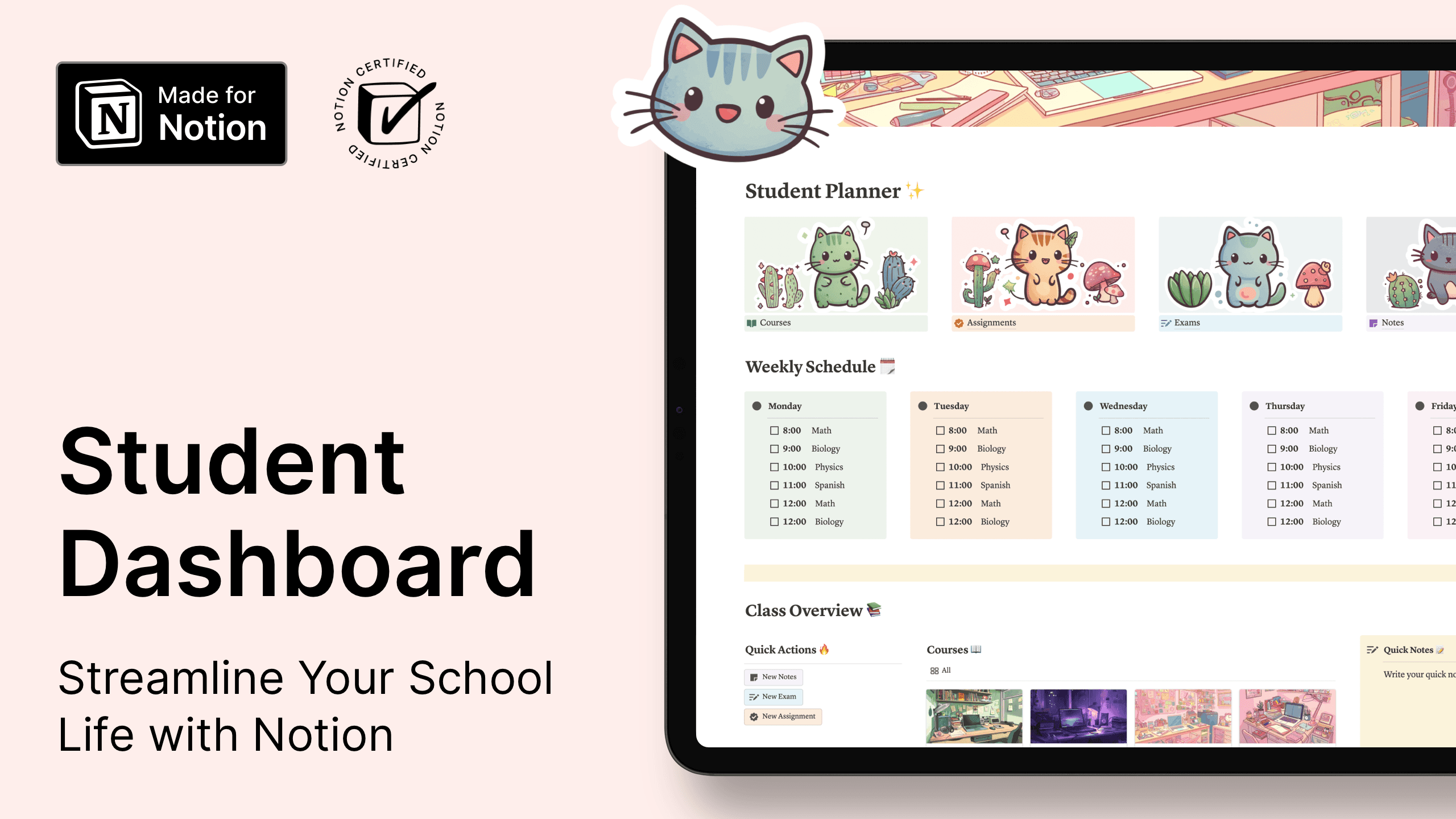 Notion Student Dashboard & School Management