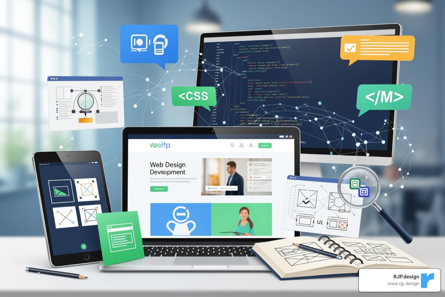 Code snippets for HTML, CSS, and JavaScript - web design and development