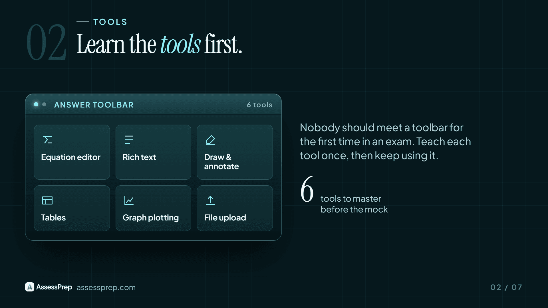 Students must learn the 6 tools first