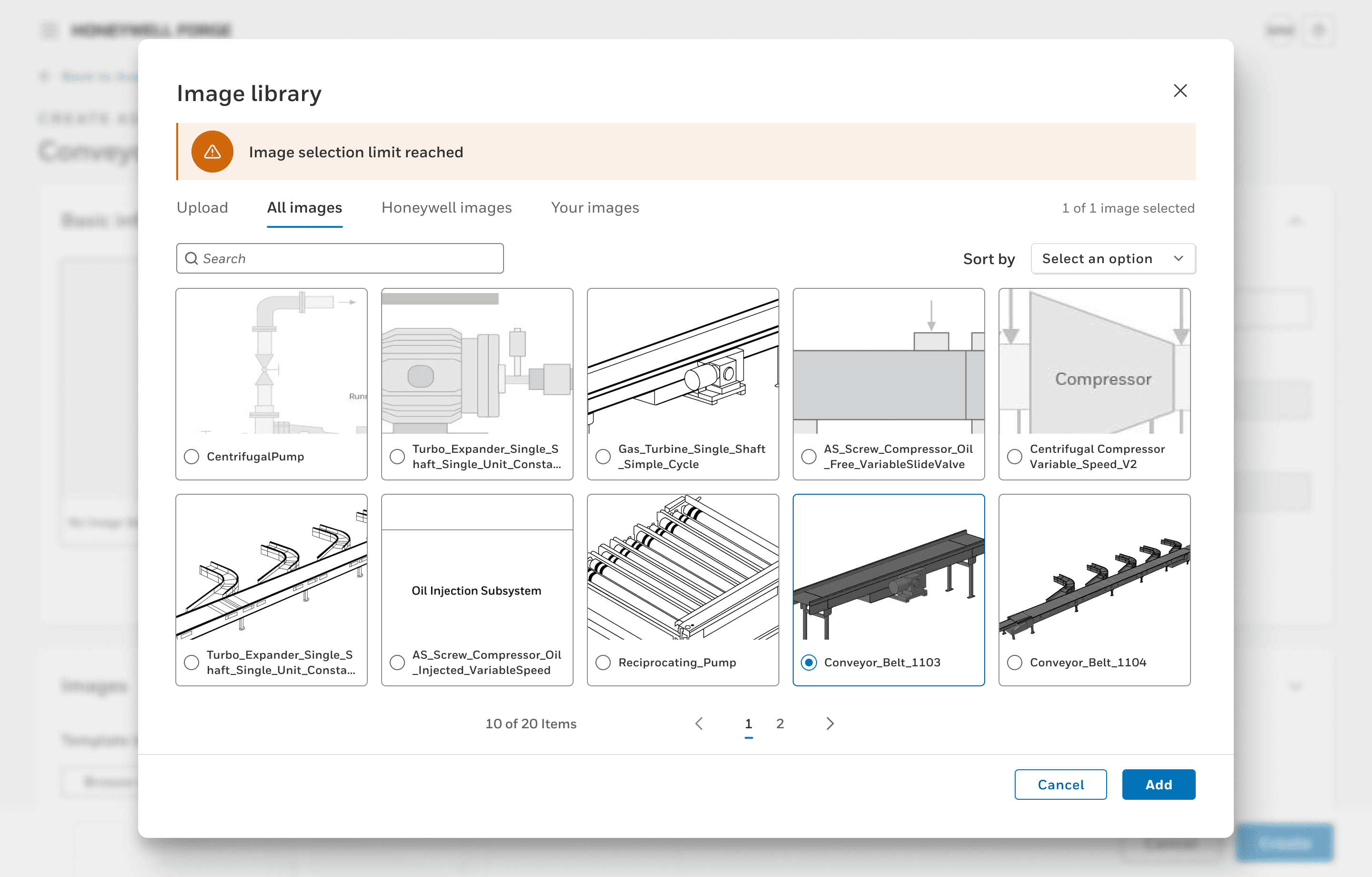 Image library showing one image is selected