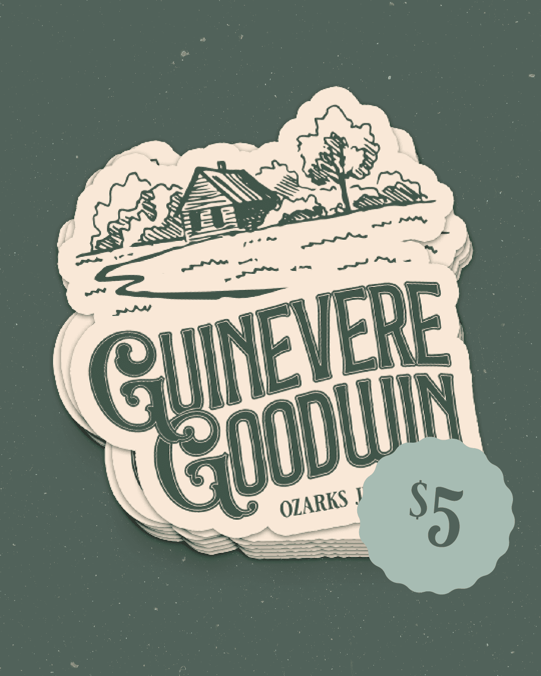 Sticker merch design for Guinevere Goodwin's performance at Ozark Jubilee