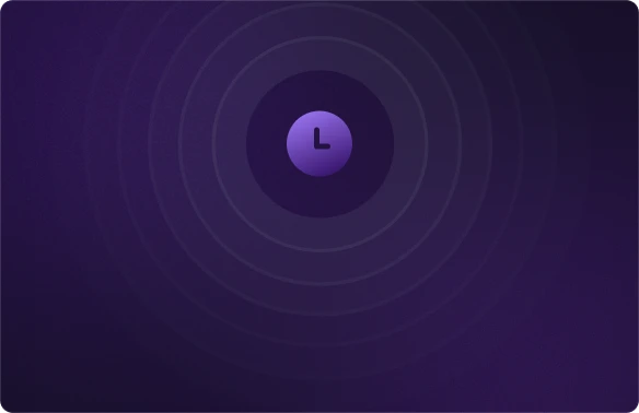 A clock on a purple background